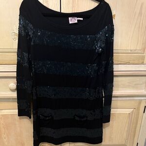 Juicy Couture Black Sequin Long Sleeve Dress